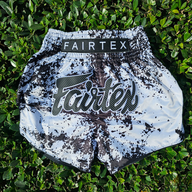 FAIRTEX THAI SHORTS SLIM CUT SATIN GRUNGE BLACK