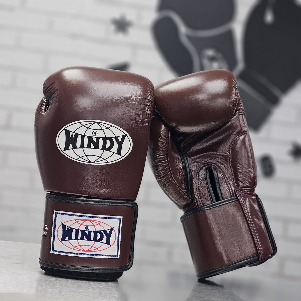 WINDY BOXING GLOVES BGVH LEATHER HOOK & LOOP MAROON BROWN