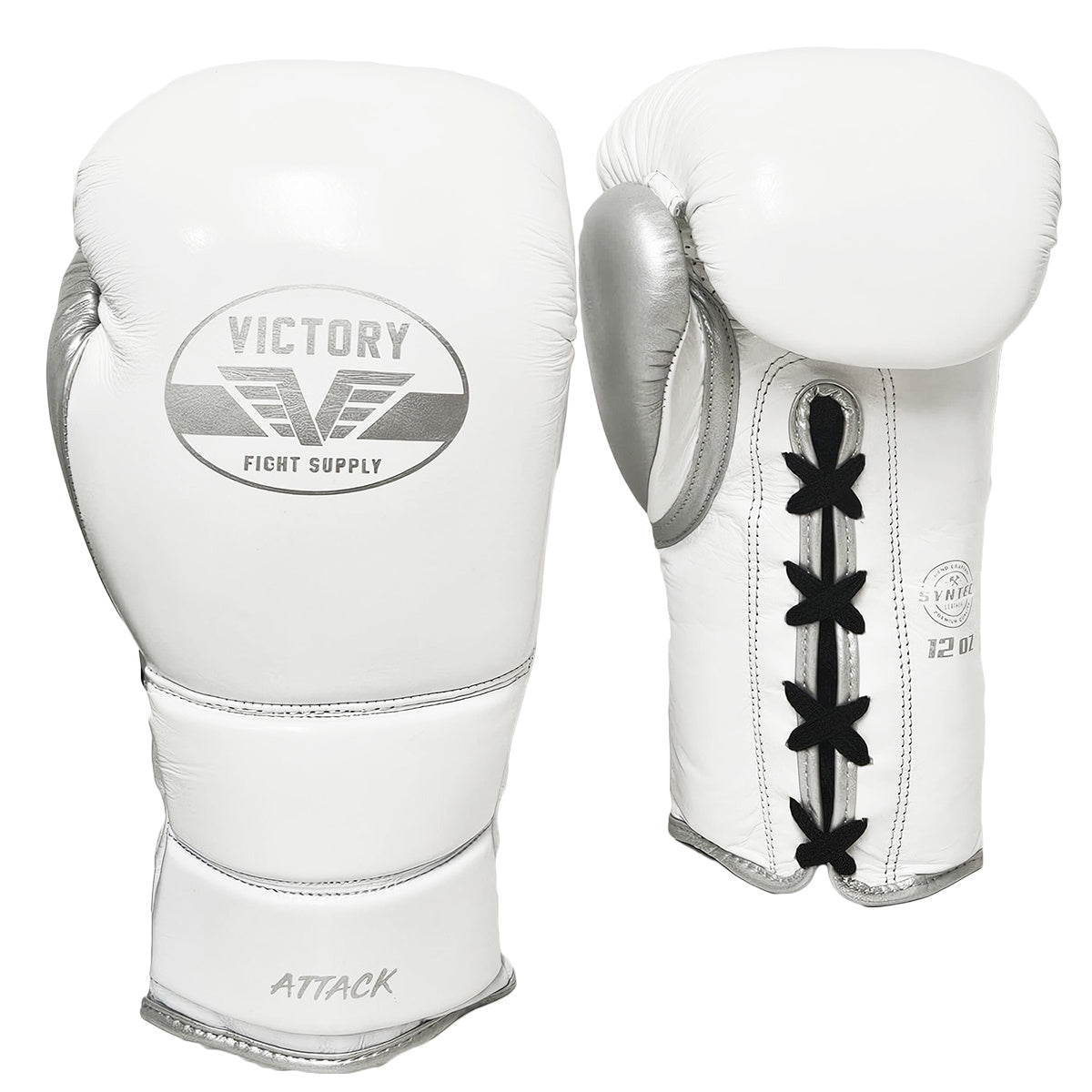 VICTORY GLOVES ATTACK LEATHER LACE WHITE/SILVER