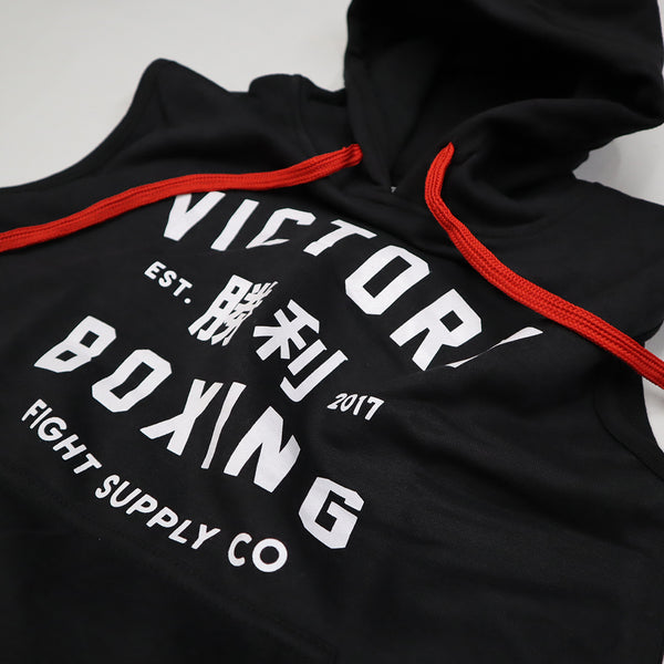 VICTORY SLEEVELESS HOODIE TRAINING KANJI BLACK/WHITE/RED MSM FIGHT SHOP