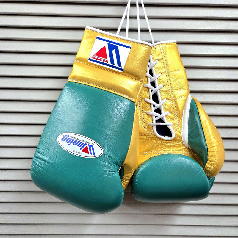 guantes Winning verde menta con dorado