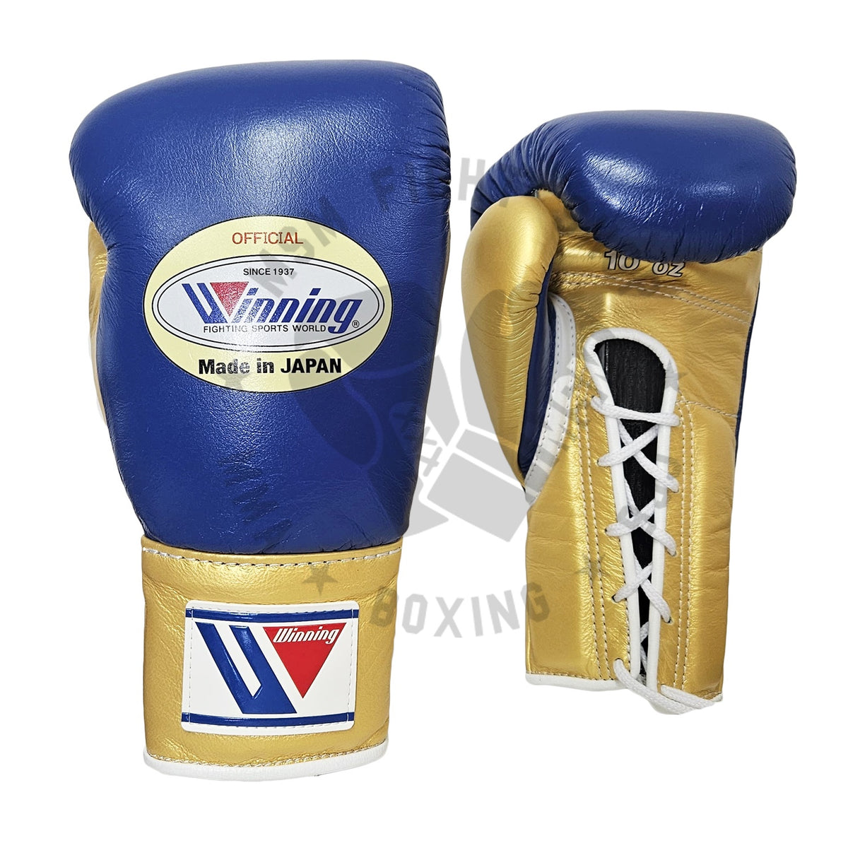 WINNING GLOVES PRO FIGHT CUSTOM LACE UP 10OZ ROYAL BLUE/GOLD