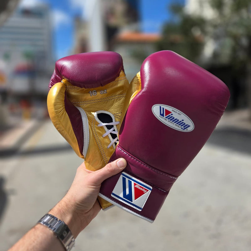 WINNING GLOVES CUSTOM LACE WINE/GOLD 16OZ