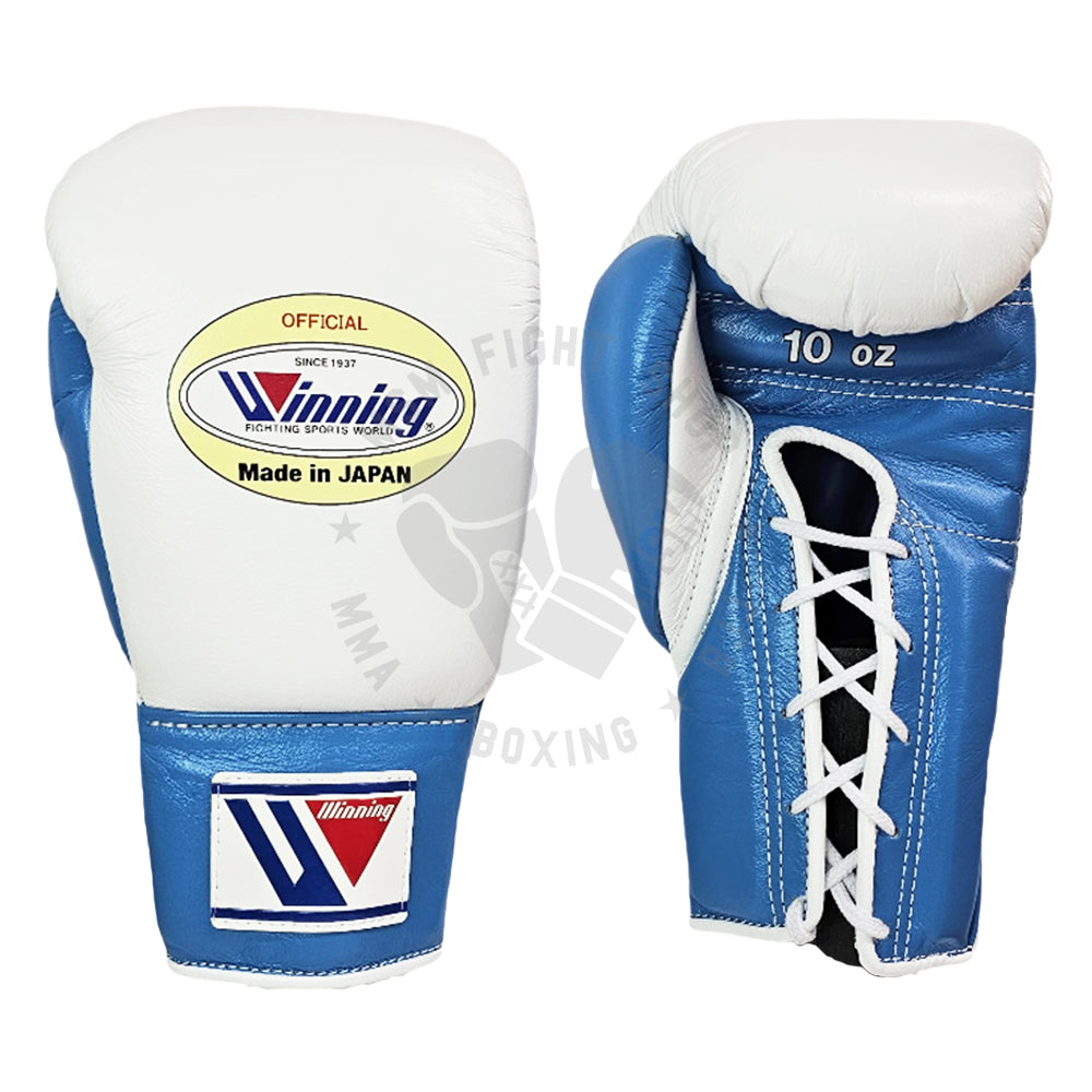 WINNING GLOVES PRO FIGHT CUSTOM LACE UP WHITE/  SKY BLUE