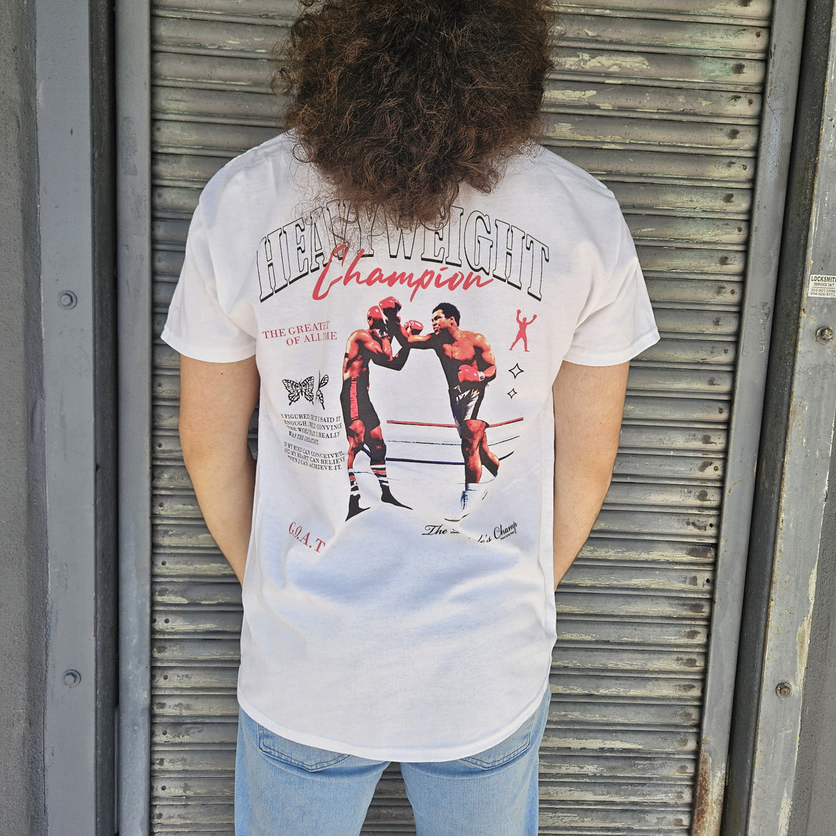 MUHAMMAD ALI SHIRT THE PEOPLE'S CHAMP WHITE/RED