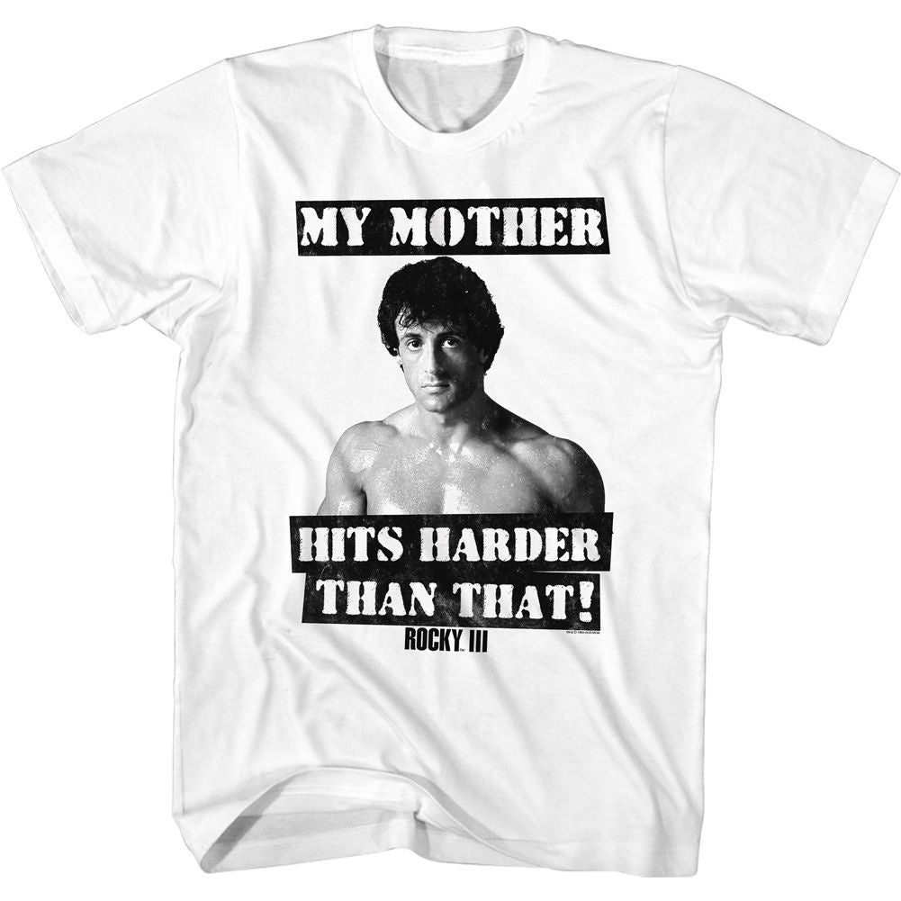 ROCKY SHIRT MOM HITS HARDER THAN THAT WHITE/BLACK