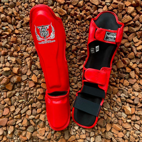 TOP KING SHINGUARDS LEATHER CLASSIC RED