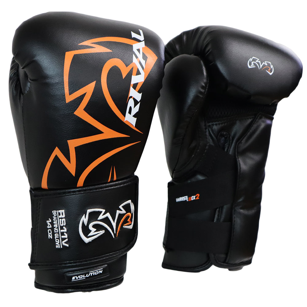 RIVAL GLOVES RS11V BOXING HOOK AND LOOP BLACK/ORANGE