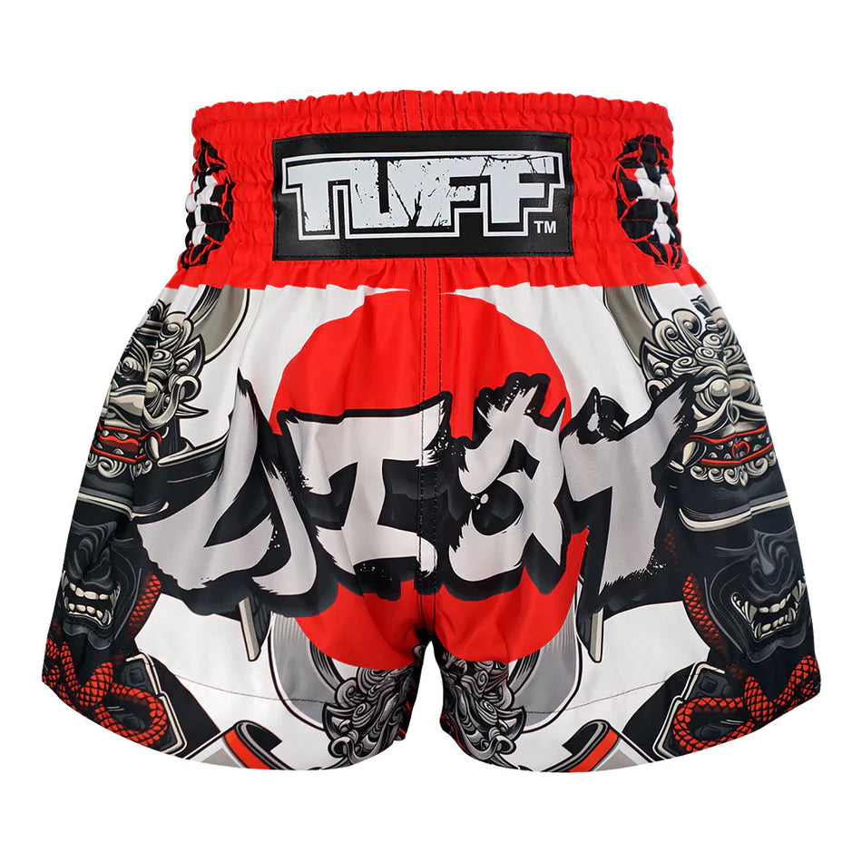 TUFF MUAY THAI SHORTS SAMURAI OF SIAM WHITE/RED/BLACK – MSM FIGHT SHOP