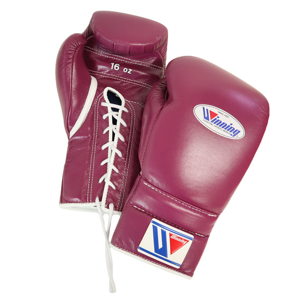 WINNING GLOVES CUSTOM LACE WINE / WHITE 16OZ MSM FIGHT SHOP