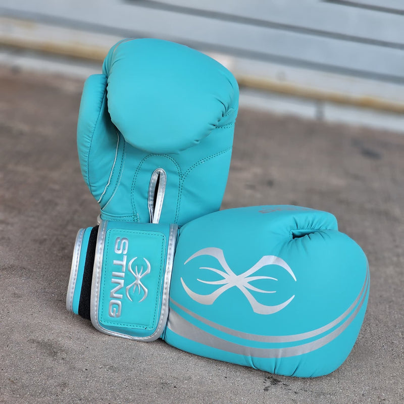 STING BOXING GLOVES AURORA HOOK & LOOP TEAL SILVER
