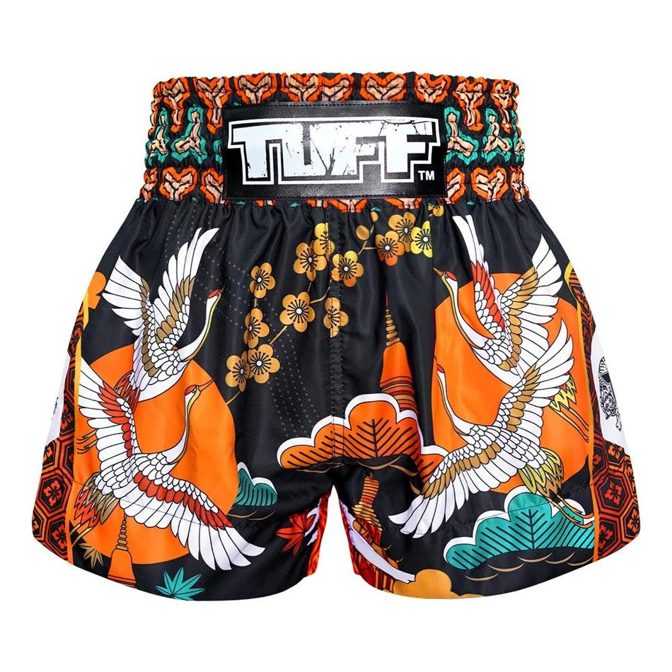 TUFF MUAY THAI SHORTS AUTUMN SUNRAY BLACK/ORANGE