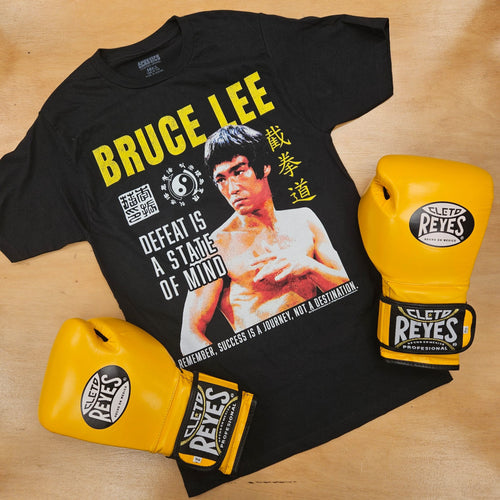 BRUCE LEE SHIRT DEFEAT IS A STATE OF MIND BLACK/YELLOW