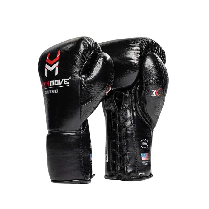 HIT N MOVE GLOVES COMPACT 16OZ LACE UP BLACK