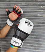 VICTORY MMA GLOVES SPARRING CLASSIC LEATHER WHITE/BLACK