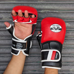 VICTORY MMA GLOVES SPARRING SAVAGE LEATHER BLACK/RED