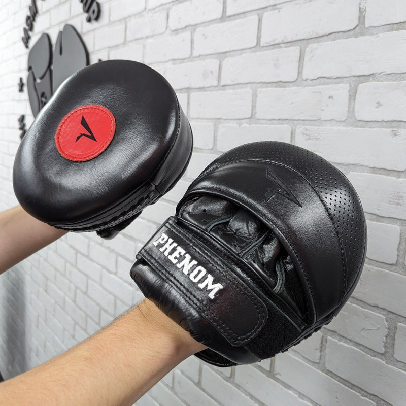 PHENOM BOXING FOCUS MITTS FP5 AIR PADS LEATHER BLACK