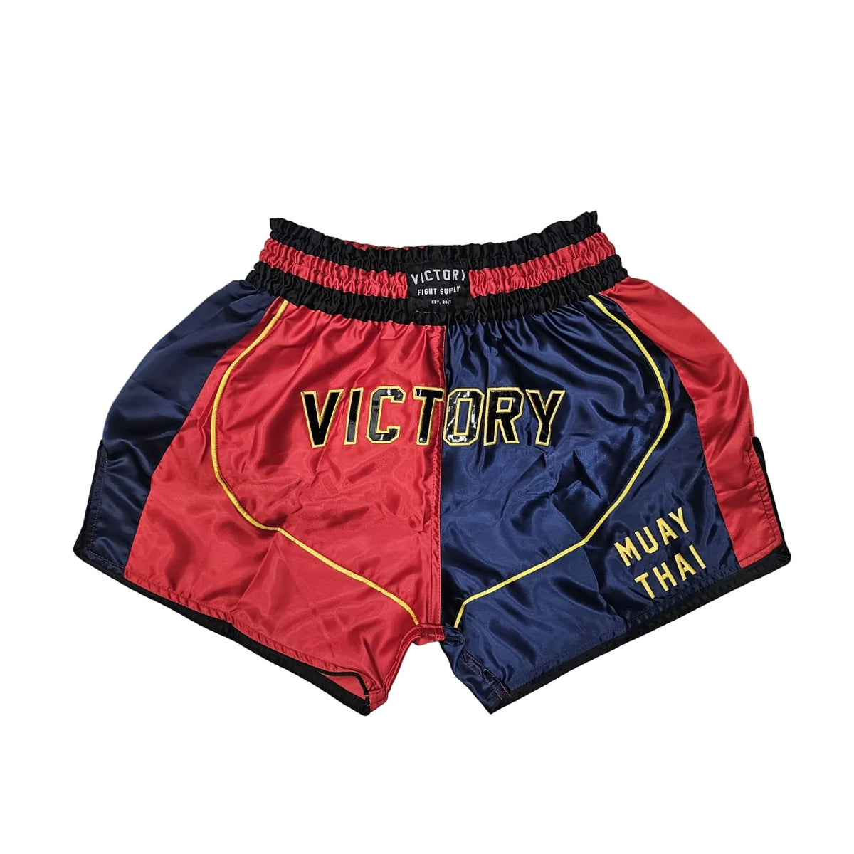 VICTORY MUAY THAI SHORTS EDGE NAVY BLUE/RED/YELLOW