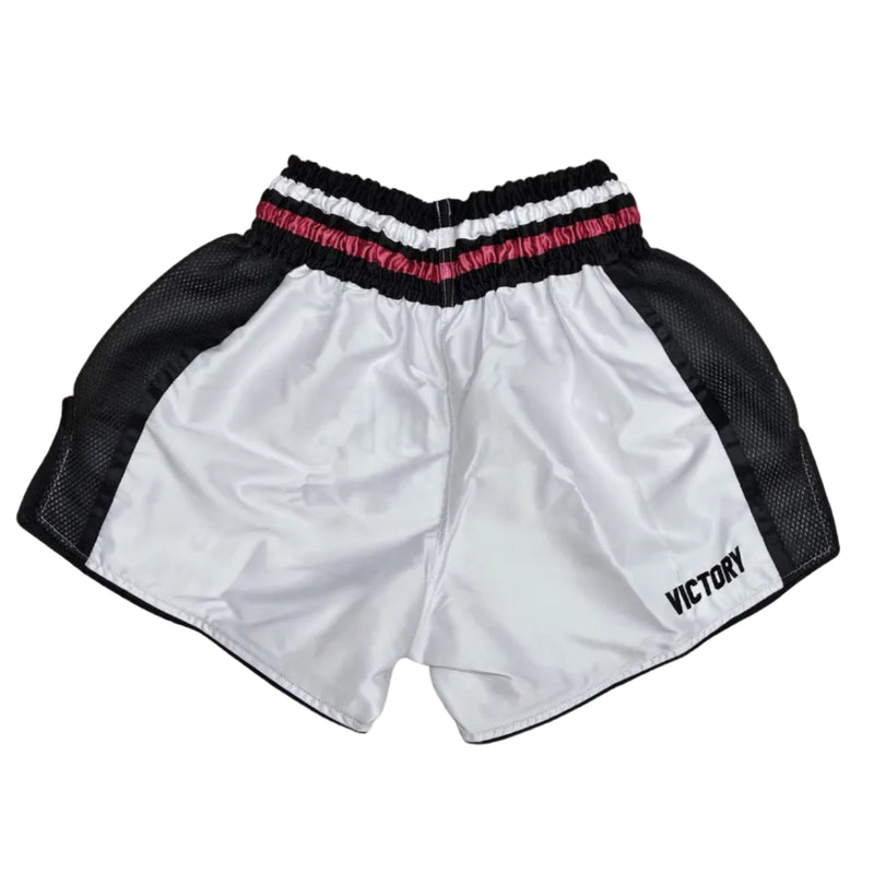 VICTORY MUAY THAI SHORTS EDGE WHITE/BLACK/PINK