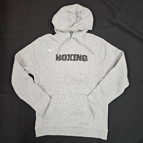 NIKE HOODIE MEN'S BOXING SHATTERED LOGO HEATHER GREY/BLACK