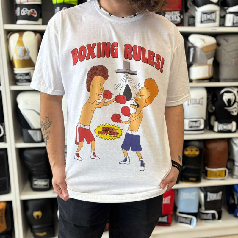 BEAVIS AND BUTTHEAD SHIRT BOXING RULES WHITE