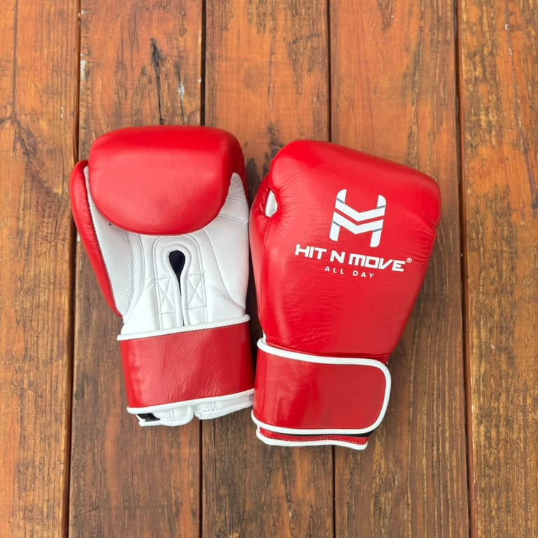 HIT N MOVE GLOVES AGILITY PRO GRIP HOOK & LOOP RED/WHITE