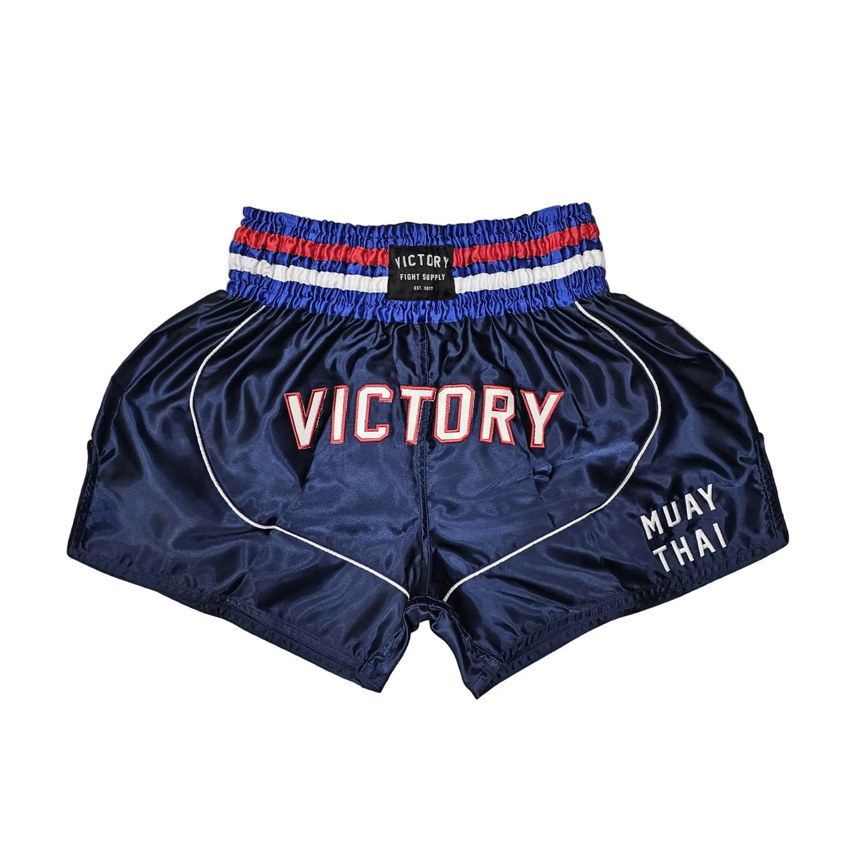 VICTORY MUAY THAI SHORTS EDGE NAVY BLUE/WHITE/RED