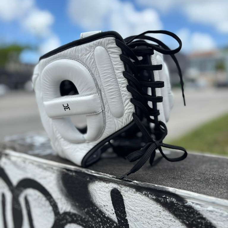 HIT N MOVE HEADGEAR FACE SAVER VISION WHITE SILVER