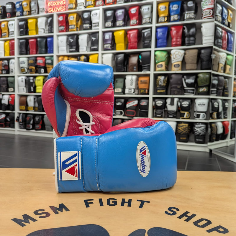 WINNING GLOVES CUSTOM LACE 16OZ BLUE/PINK