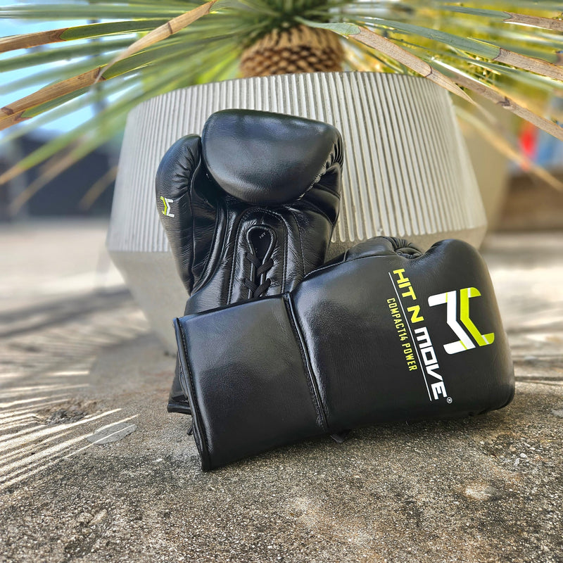 HIT N MOVE GLOVES COMPACT 14OZ LACE UP BLACK/GREEN