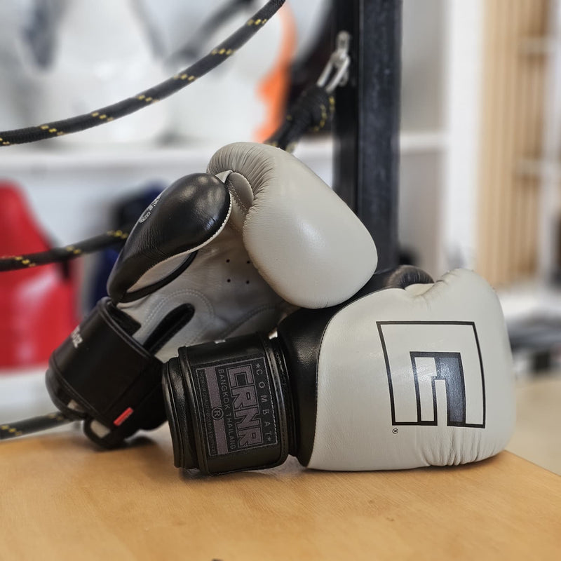 COMBAT CORNER BOXING GLOVES HMIT THAI  H&L CEMENT GREY