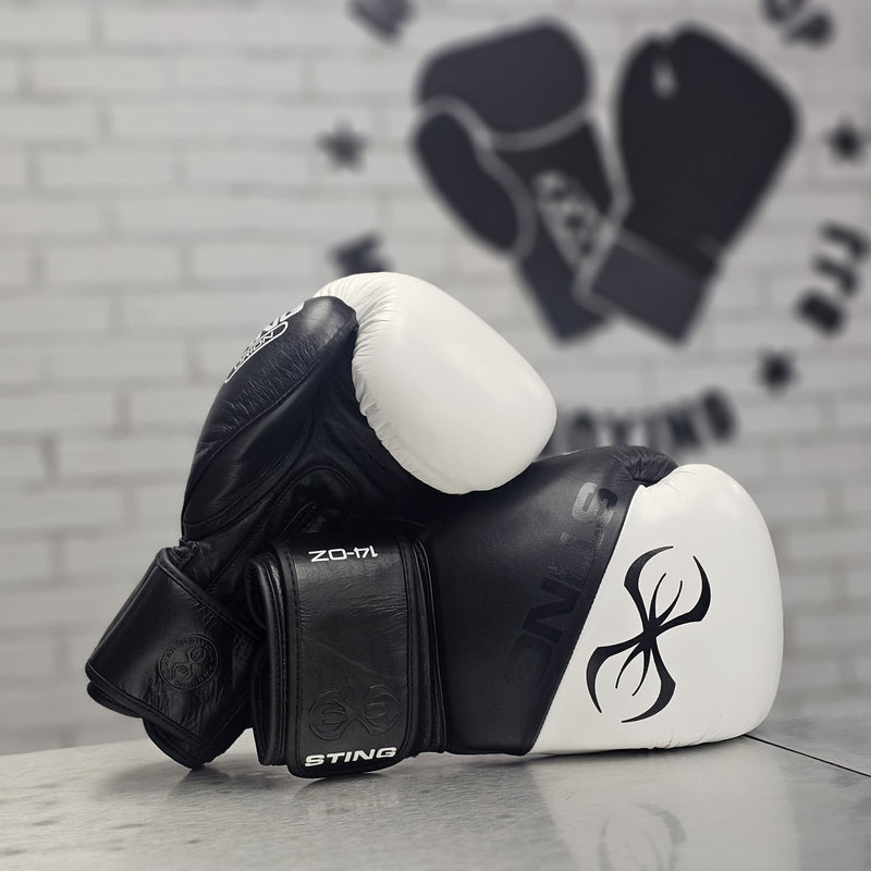 STING BOXING GLOVES ORION HOOK LOOP BLACK WHITE