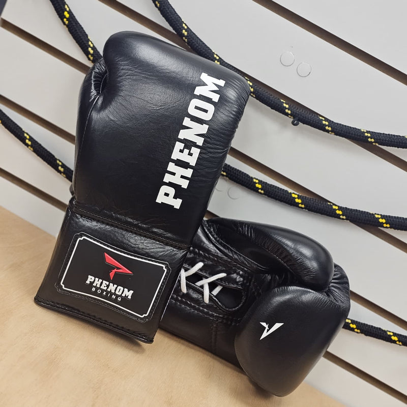 PHENOM BOXING FIGHT GLOVES XDF-210 LACE BLACK