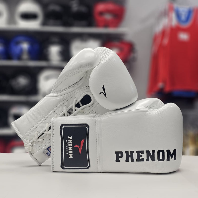 PHENOM BOXING FIGHT GLOVES XDF-210 LACE WHITE
