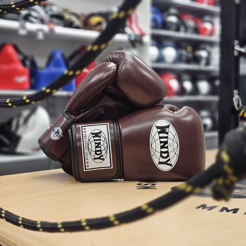 WINDY BOXING GLOVES BGVH LEATHER HOOK & LOOP MAROON BROWN