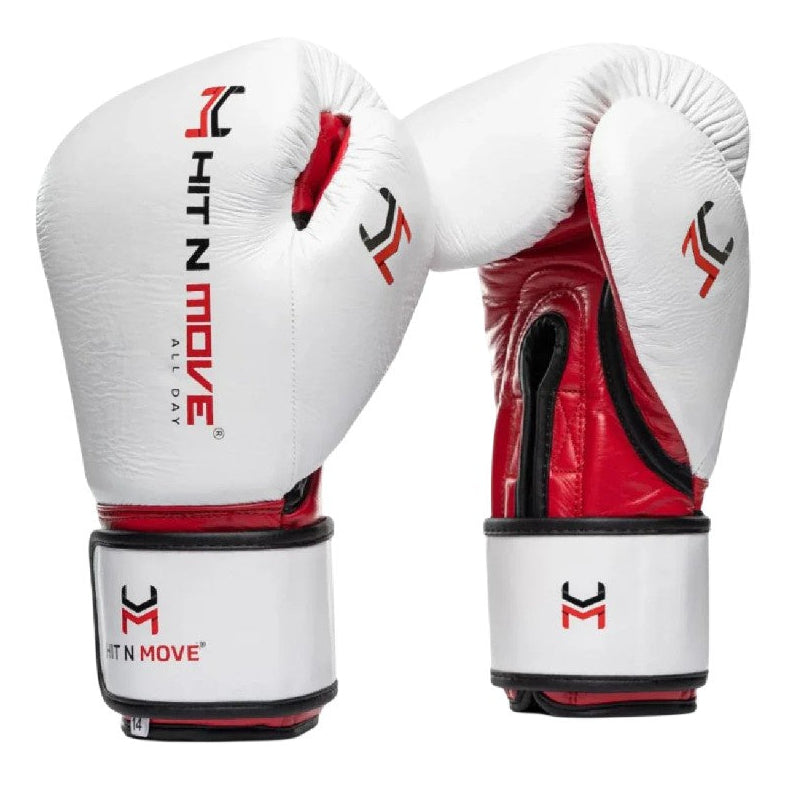 HIT N MOVE GLOVES PRO AGILITY HOOK & LOOP WHITE / RED