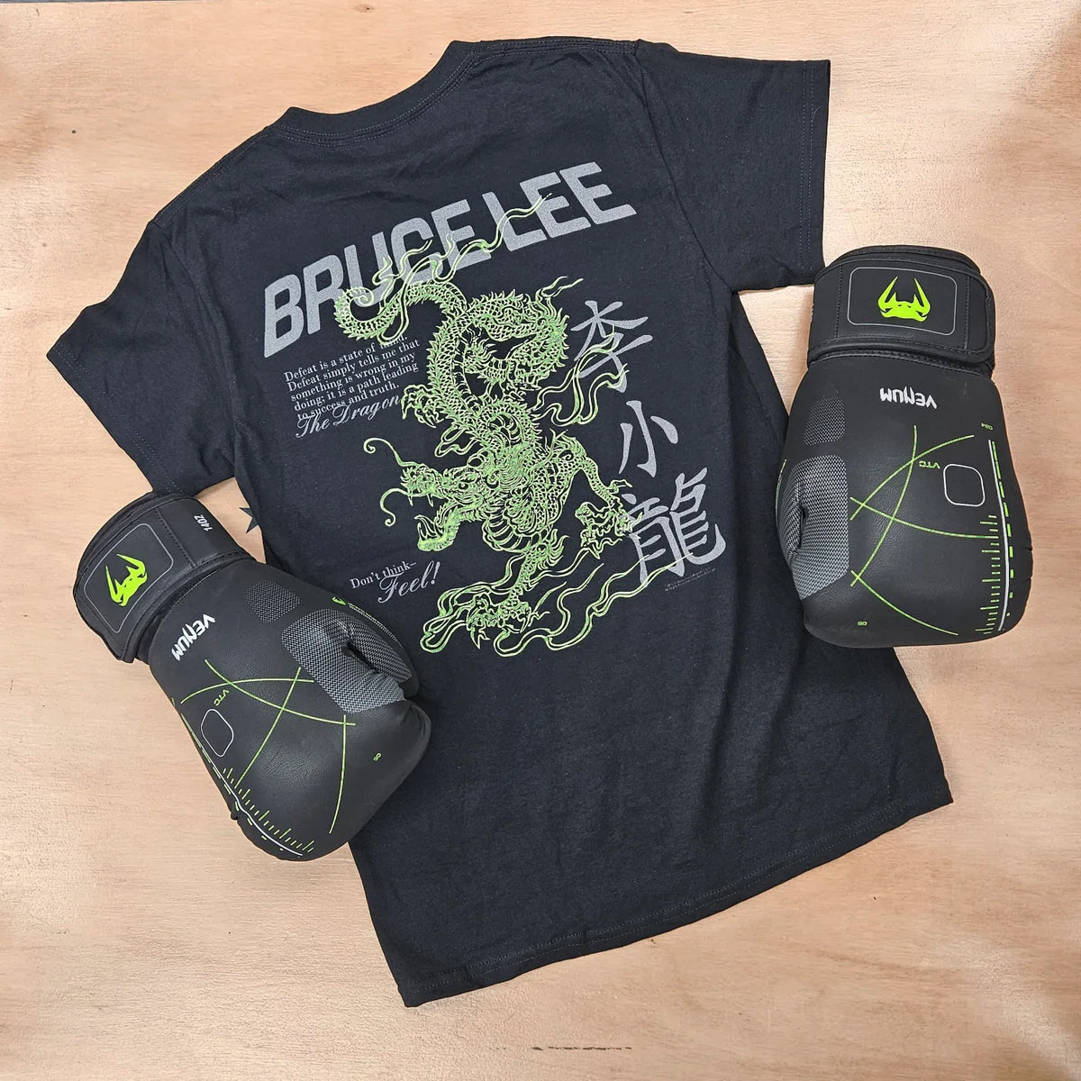 BRUCE LEE SHIRT CLASSIC DRAGON BLACK/GREEN