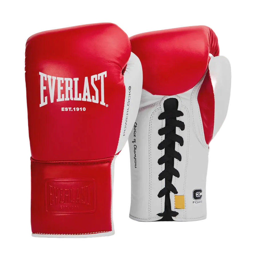 EVERLAST GLOVES LACE POWERLOCK OG PRO FIGHT LEATHER RED/WHITE