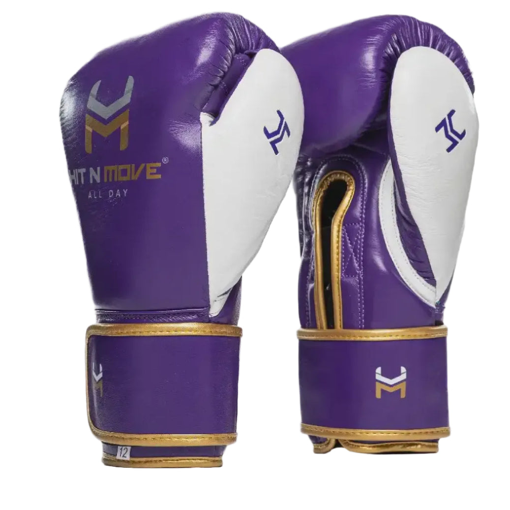 HIT N MOVE GLOVES PRO BALANCE HOOK & LOOP PURPLE/GOLD/WHITE