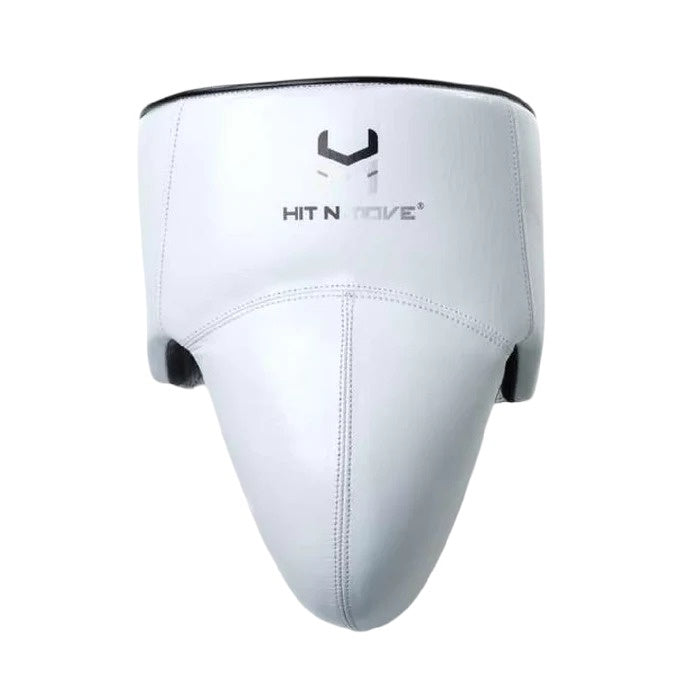 White protective athletic guard with 'Hit N Glove' branding on a white background
