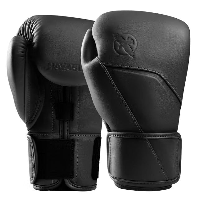 HAYABUSA GLOVES E1 LEATHER HOOK & LOOP ONYX BLACK