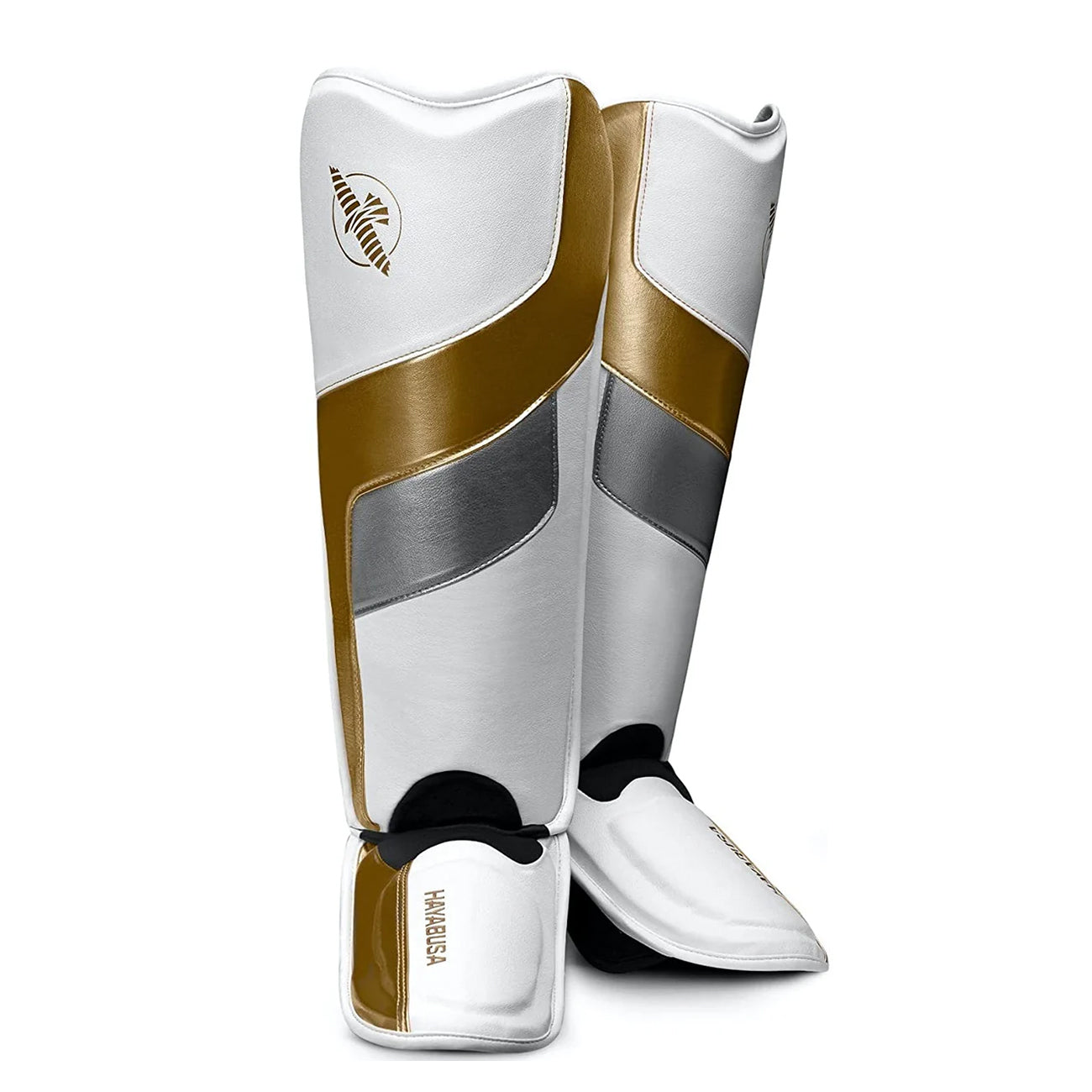 HAYABUSA SHINGUARDS FULL BACK T3 MMA IN STEP WHITE/GOLD – MSM