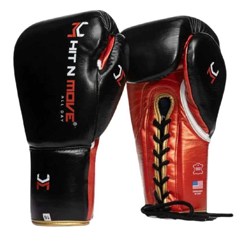 HIT N MOVE GLOVES PRO AGILITY LACE UP BLACK RED