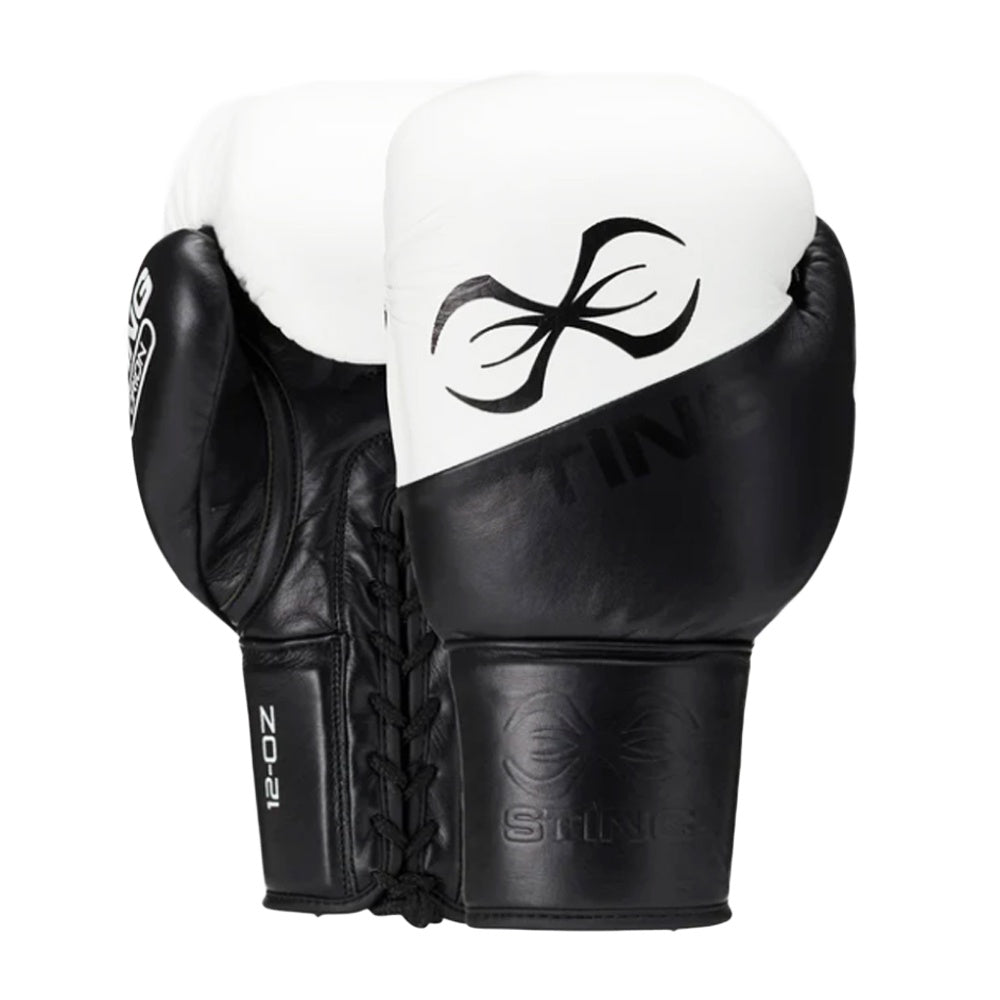 STING BOXING GLOVES ORION LACE UP BLACK WHITE