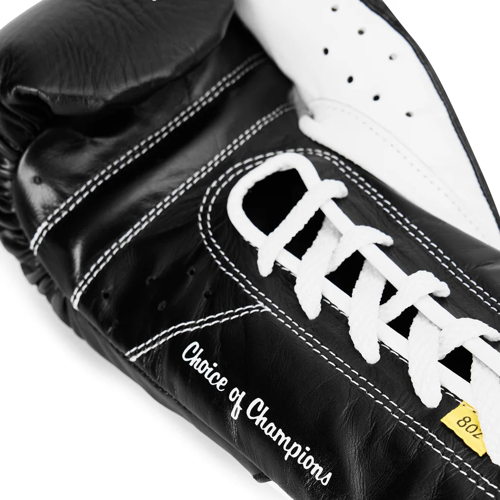 EVERLAST GLOVES LACE MX ELITE PRO FIGHT LEATHER BLACK/WHITE