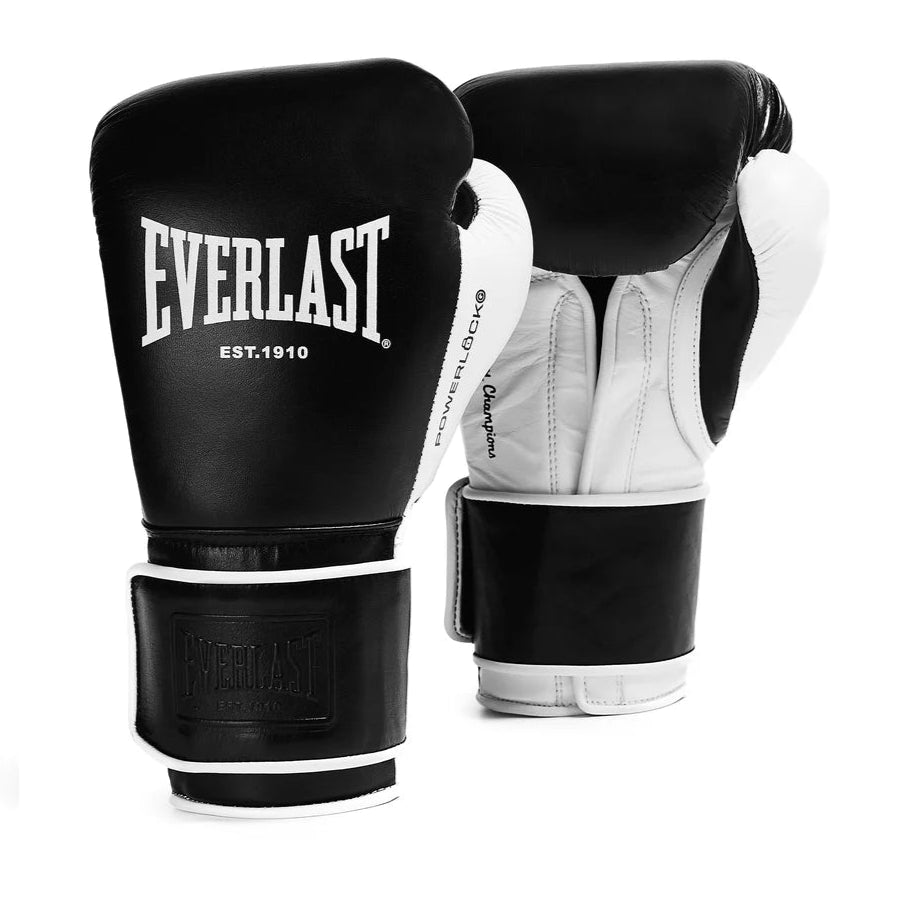 EVERLAST GLOVES POWERLOCK HOOK & LOOP OG PRO TRAINING LEATHER BLACK