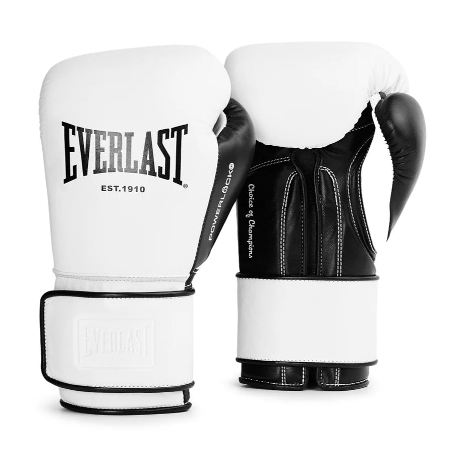 EVERLAST GLOVES POWERLOCK OG PRO TRAINING LEATHER HOOK & LOOP WHITE