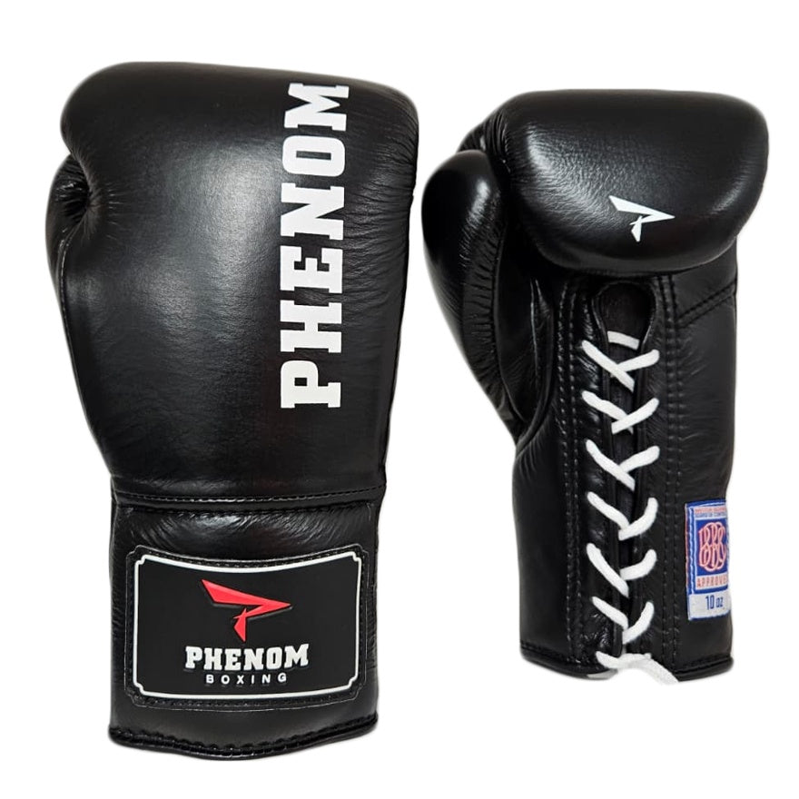 PHENOM BOXING FIGHT GLOVES XDF-210 LACE BLACK