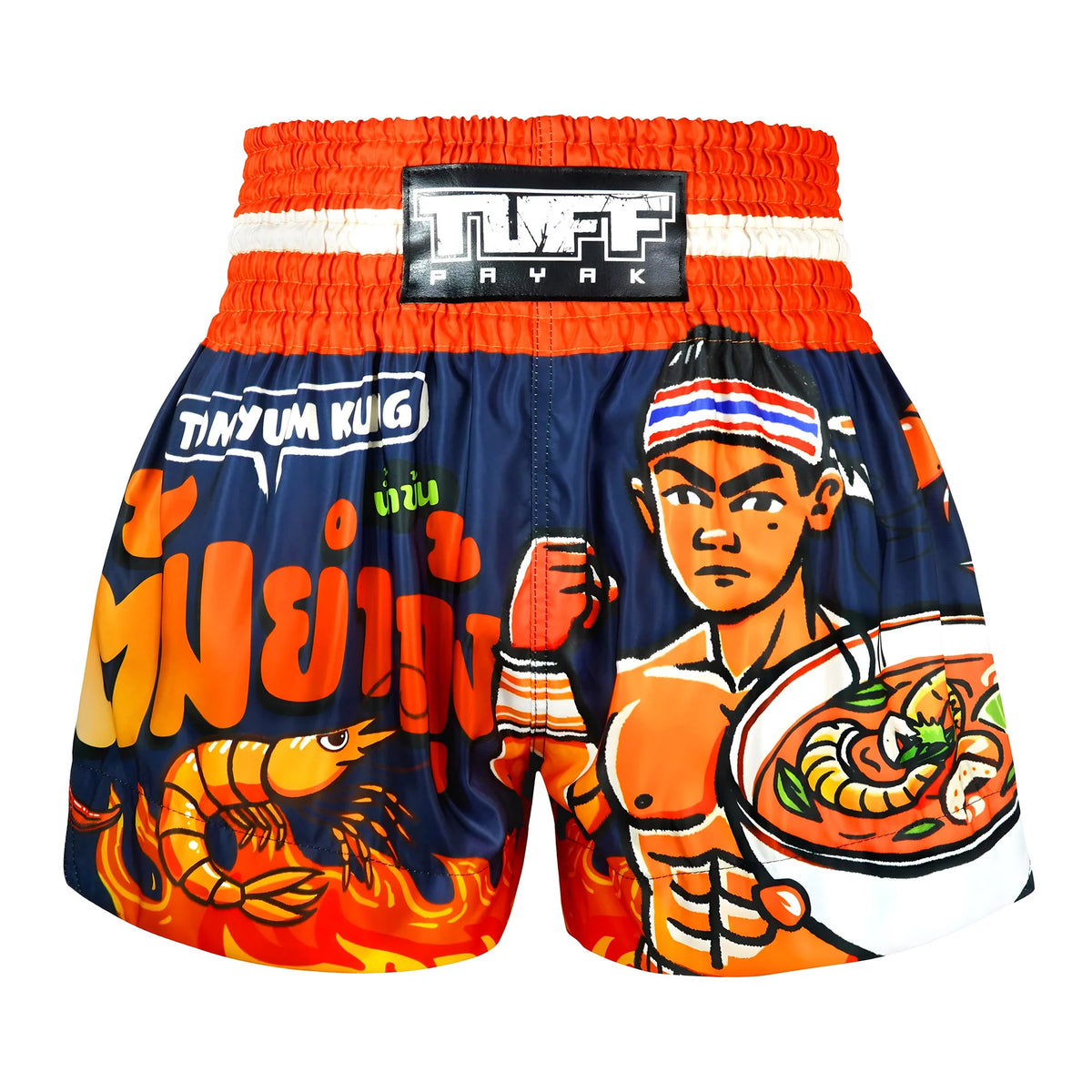 TUFF MUAY THAI SHORTS TOM YUM POWER NAVY BLUE/ORANGE