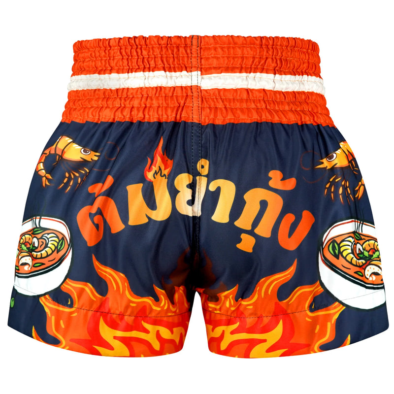 TUFF MUAY THAI SHORTS TOM YUM POWER NAVY BLUE/ORANGE